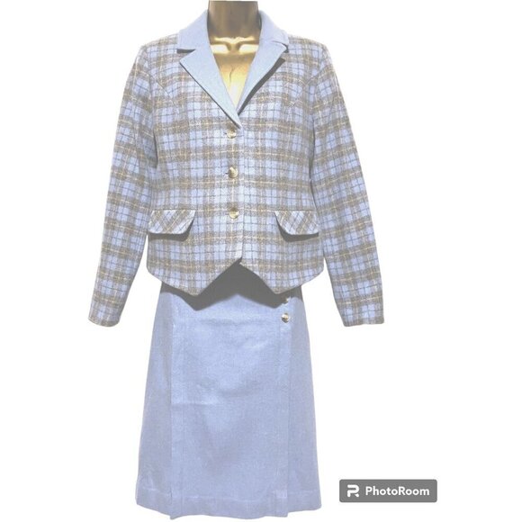 Y2K Pendleton Wool Plaid Skirt Suit 8 Two Piece Set Jacket Skirt Capsule Soft - Picture 1 of 12